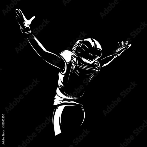 American football player. Quarterback isolated on white. Super bowl sport theme vector illustration.