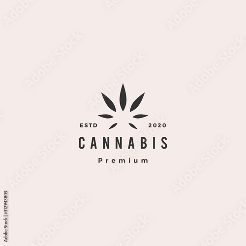 cannabis leaf logo hipster vintage retro vector icon