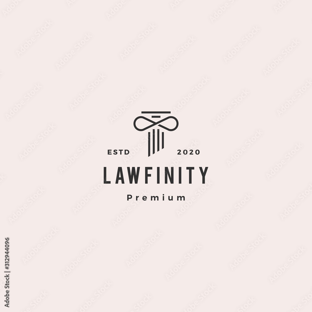 infinity law pillar logo hipster vintage retro vector icon