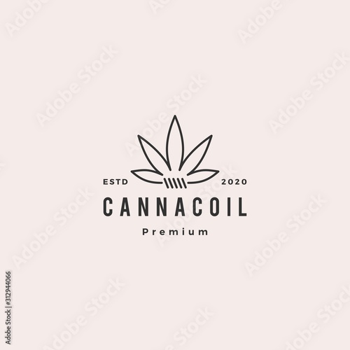 cannacoil cannabis coil logo hipster vintage retro vaping product liquid brand
