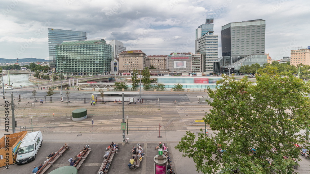 The Schwedenplatz is a square in central Vienna, located at the Danube Canal aerial timelapse