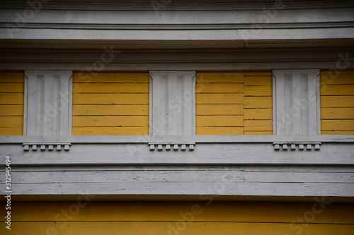 decorative elements on the roof of the building