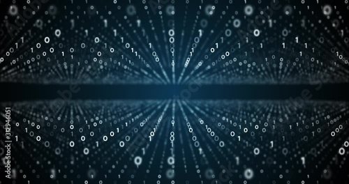 Binary code waves with 0 and 1 signs. 4K motion graphics background.