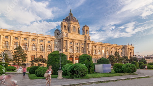 Photography Beautiful view of famous Naturhistorisches Museum with park and sculpture timela