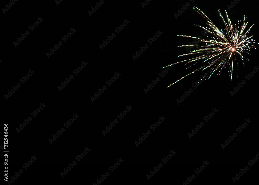 fireworks celebration new year anniversary. card with place for text