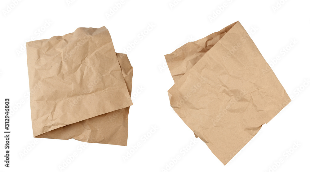 Fototapeta premium folded blank brown kraft paper sheet isolated on white background