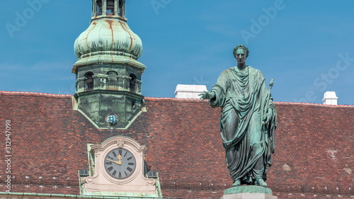 Statue of Kaiser Franz Joseph I timelapse at the Hofburg Palace in Vienna. photo