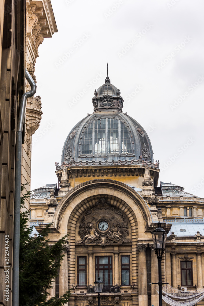 The CEC Palace in Bucharest, Romania, built in 1900 and situated on Calea Victoriei opposite the