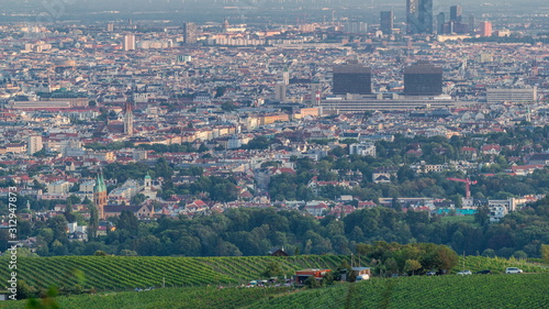 Photography Skyline of Vienna from Danube Viewpoint Leopoldsberg aerial timelapse
