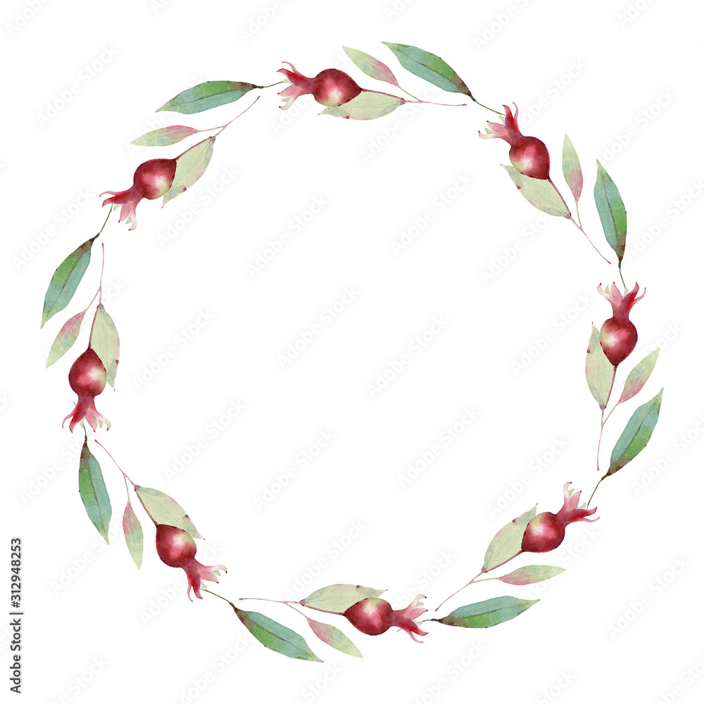 watercolor flower circle frame. watercolor flower circle frame.