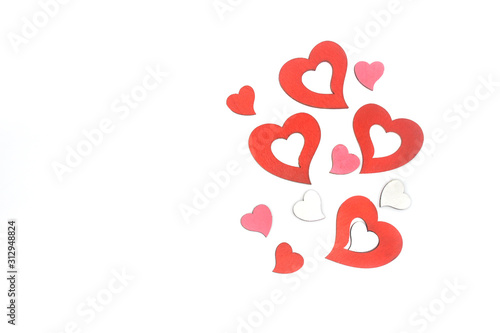 Heart pattern isolated on white background with copy space for Valentine Day concept.
