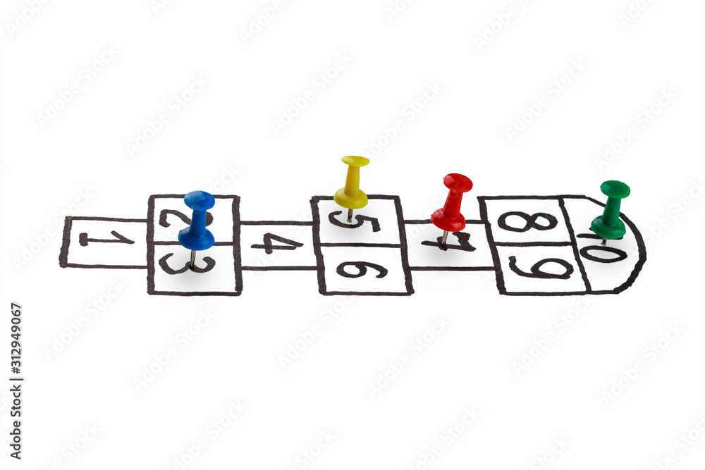 hopscotch game, figures depicting players in the rivalry process hopscotch game, figures depicting players in the rivalry process