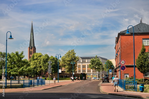 bitterfeld, deutschland - idyllische straße in der altstadt photo