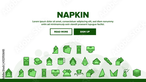 Napkin Hygiene Paper Landing Web Page Header Banner Template Vector. Sanitary Antibacterial Napkin For Restroom, Towel For Eater In Restaurant Illustration