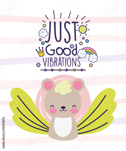 just good vibrations cute bear flower decoration