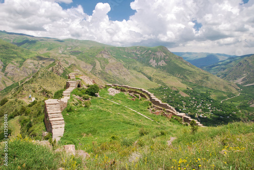 Smbataberd (Armenian meaning Fortress of Smbat Prince of Syunik) is  located upon crest of hill between villages of Artabuynk and Yeghegis in Vayots Dzor in Armenia. Medieval Smbataberd Fortress. photo