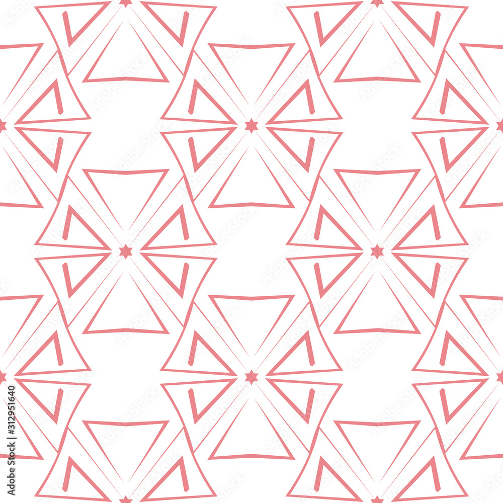 Geometric print. Pink pattern on white seamless background Geometric print. Pink pattern on white seamless background