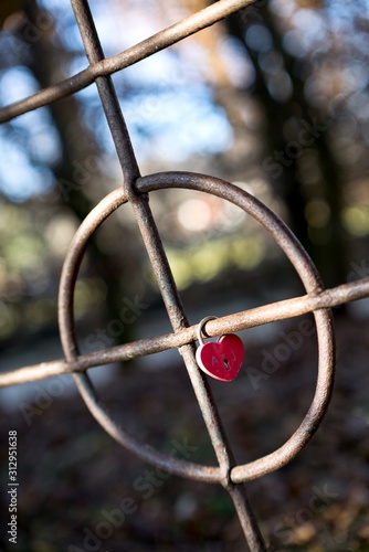 Old metal railing and lock greeting card