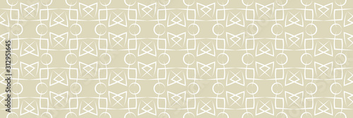 Geometric seamless pattern. White design on long olive green background