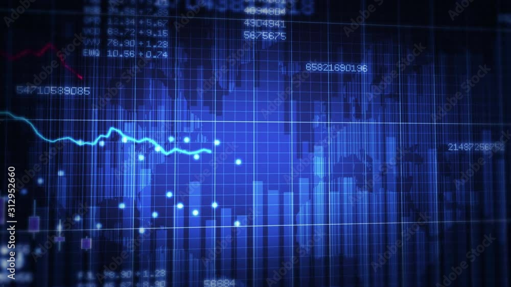 Declining financial chart. Blue and White. 2 videos in 1 file. Economy background. More options in my portfolio.  