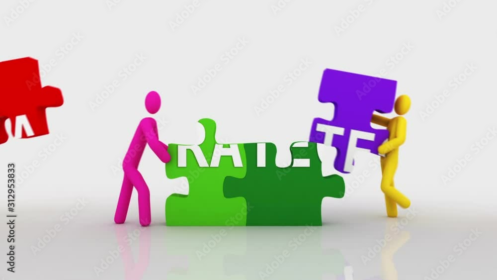 Strategy puzzle. White background. 2 videos in 1 file. 3D characters doing a puzzle with the word STRATEGY over white background. Strategy puzzle. White background. 2 videos in 1 file. 3D characters doing a puzzle with the word STRATEGY over white background.