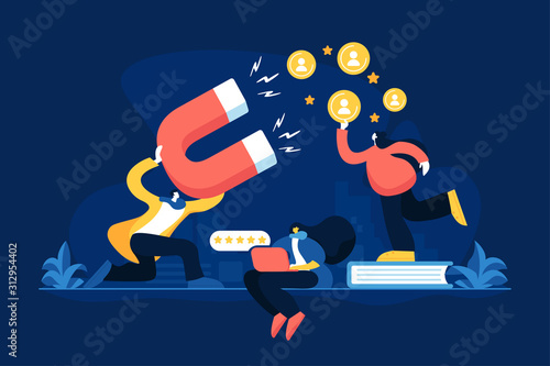 Customer feedbacks analyzing, likes farming. Lead generation. Satisfaction and loyalty analysis, customer retention increasing, marketing tools concept. Vector isolated concept creative illustration