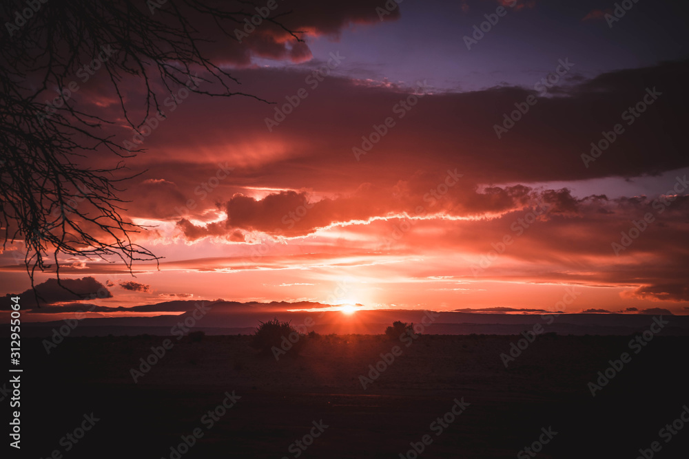 Atacama desert in Chile sunset