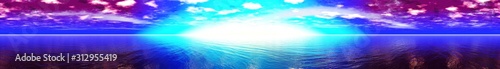 Panorama of fantastic sea sunset, panorama of the sea and sky, 3D rendering.