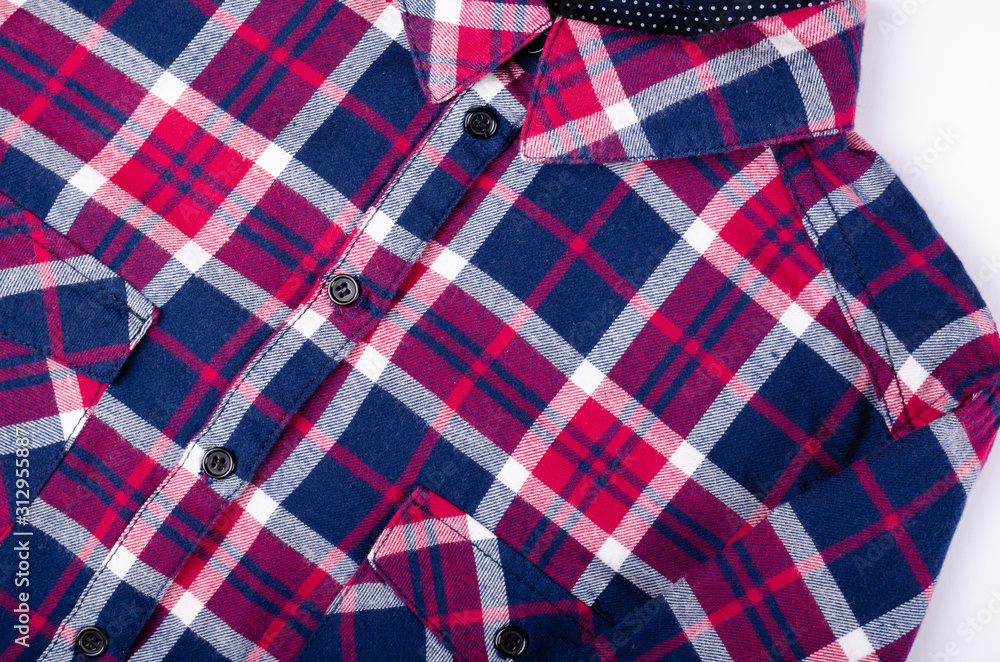 Obraz premium Textile, shirt composition on color background. Flat lay.