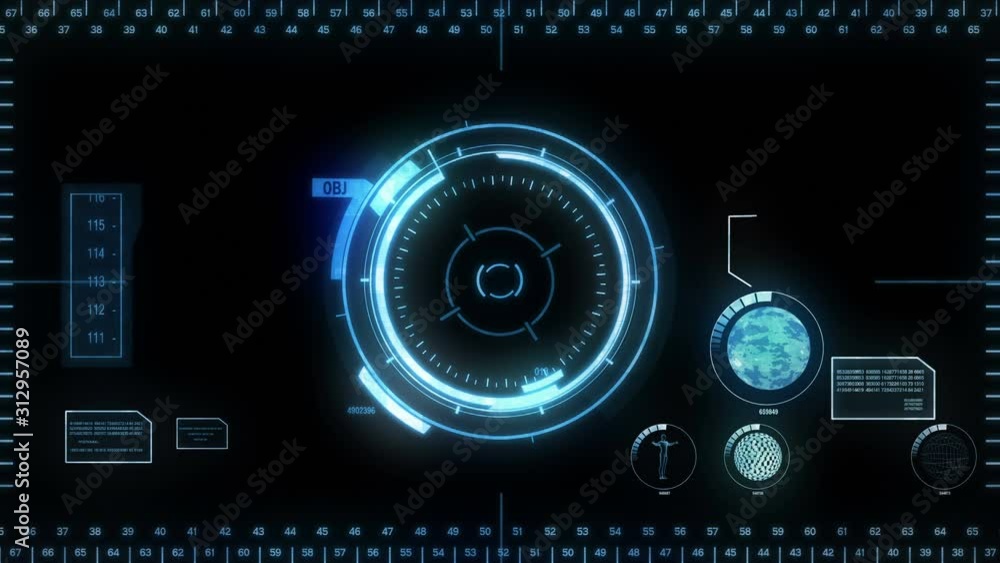Digital Hud. Blue. Futuristic computer interface perfect to compose using modes. Loopable from frame 164 to frame 287. More colors in my portfolio.