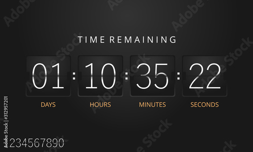 Flip countdown timer template. Vector. photo