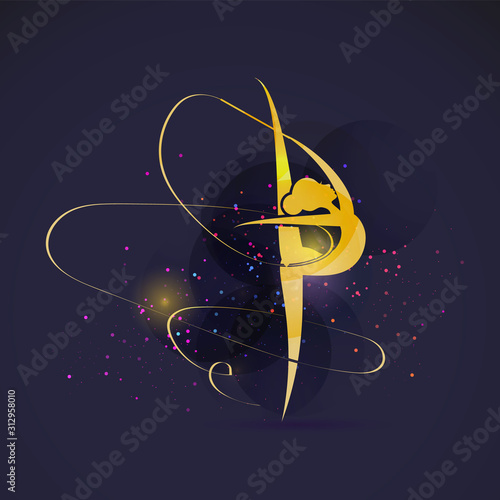 Vector illustration gymnast girls force. Abstract background for banner.