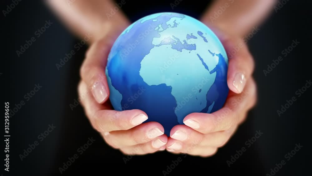 Female hands holding the Earth. Starting in Europe. Blue. Hands with spinning Earth. The Earth globe start showing Europe and is loopable from frame 98 to frame 547. Female hands holding the Earth. Starting in Europe. Blue. Hands with spinning Earth. The Earth globe start showing Europe and is loopable from frame 98 to frame 547.