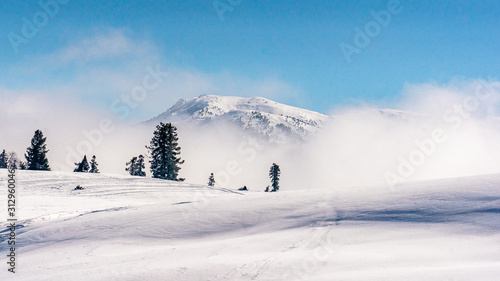 View of Gulmarg . One of the most famous moutain areas and ski resort in Kashmir , India