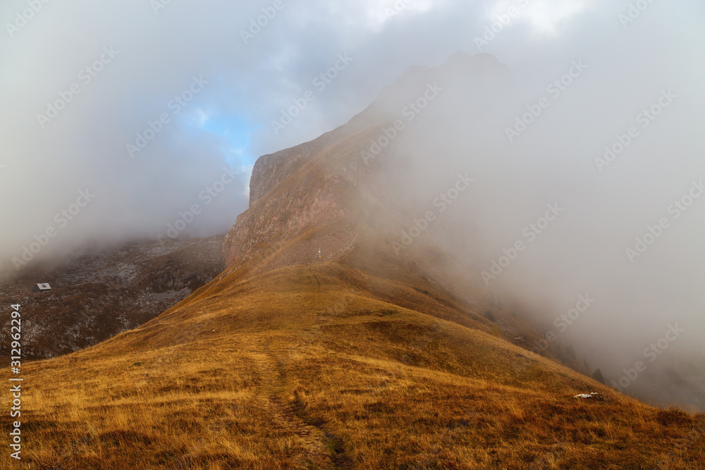 Foggy weather in the Julian Alps in Slovenia Foggy weather in the Julian Alps in Slovenia
