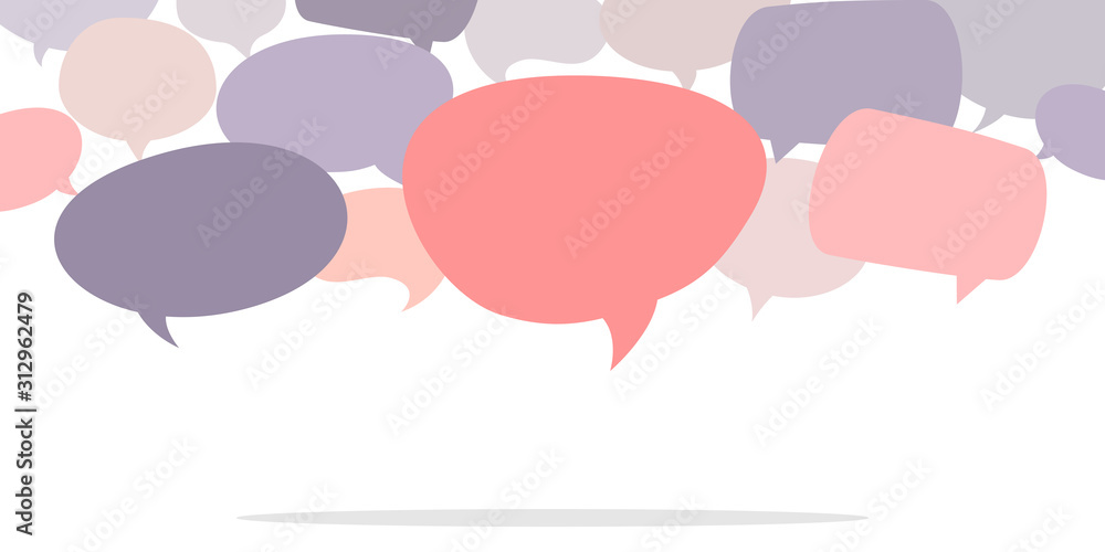 Flat design social network communication vector concept illustration speech bubbles. Template for web design, banner, mobile app, landing page and infographics. - obrazy, fototapety, plakaty 