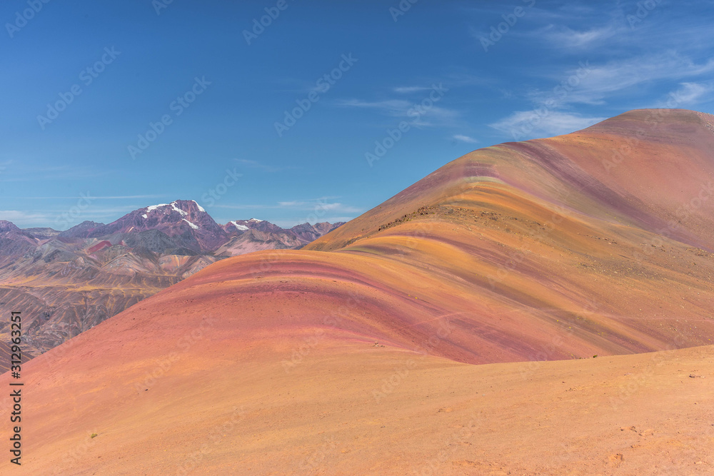 Rainbow mountains from Ausangate trek in Peru