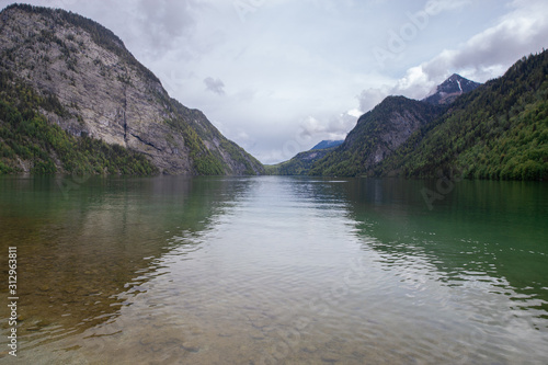 the lake konigsee obersee. beautiful nature of mountain lakes. clear lake beauty © Dziana