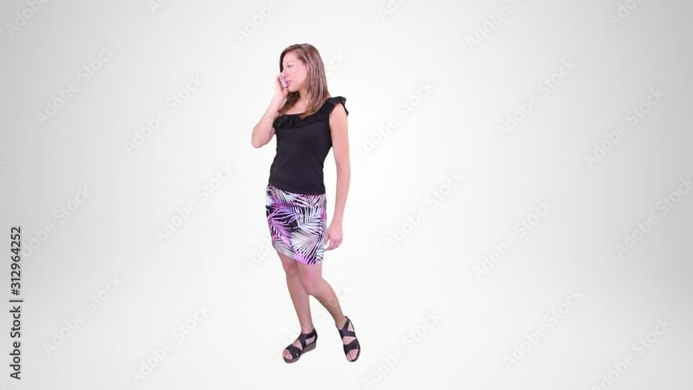 Woman using a cell phone. Alpha matte. Woman using a cell phone. Alpha matte.