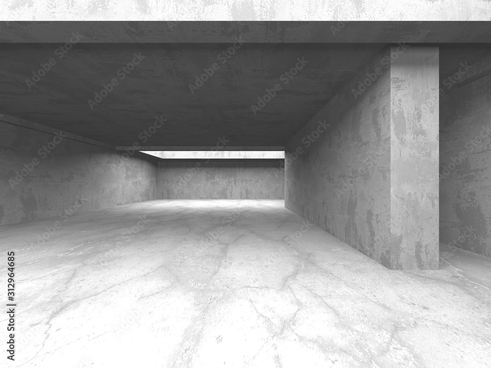 Dark concrete empty room. Modern architecture design Dark concrete empty room. Modern architecture design