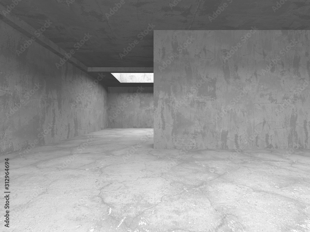 Dark concrete empty room. Modern architecture design Dark concrete empty room. Modern architecture design