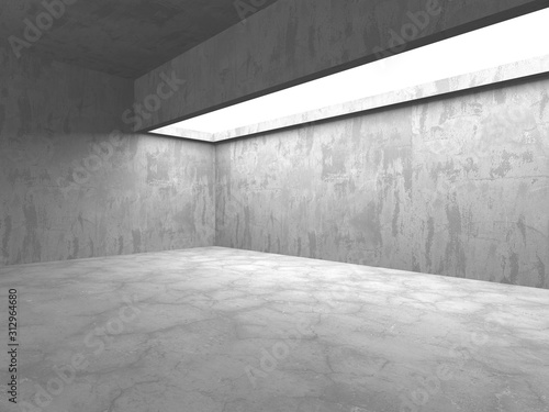 Dark concrete empty room. Modern architecture design