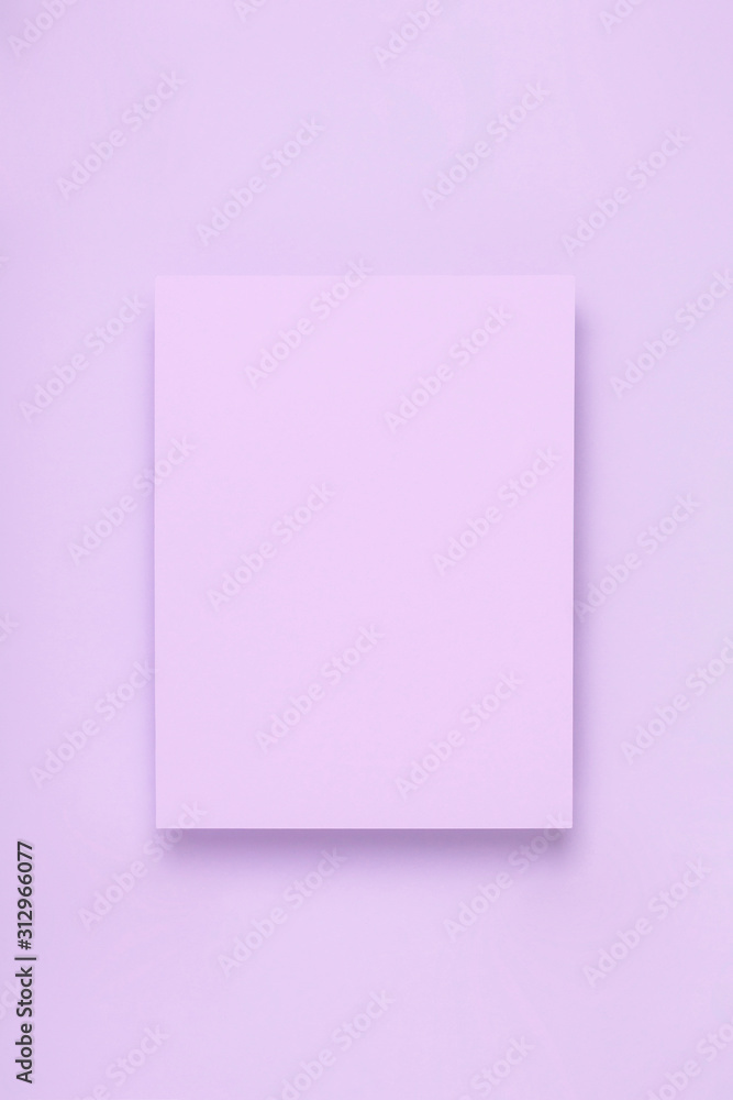 Minimal frame geometric composition mock up. Blank sheet of lilac paper postcard on delicate blue background. Template design invitation card. Top view, flat lay, copy space. Minimal frame geometric composition mock up. Blank sheet of lilac paper postcard on delicate blue background. Template design invitation card. Top view, flat lay, copy space.