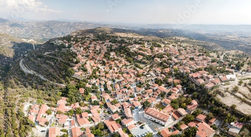 Aerial view of old mountain Cyprus village Lofu, Cyprus