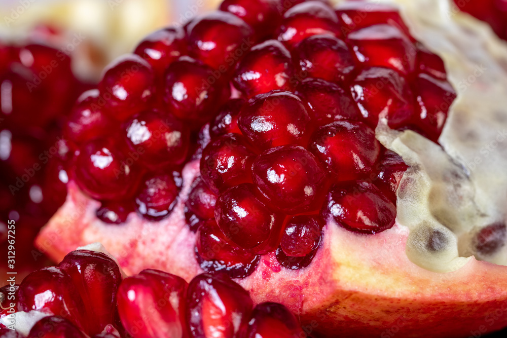 Ripe pomegranate fruit with selective focus. pomegranate for healthy food