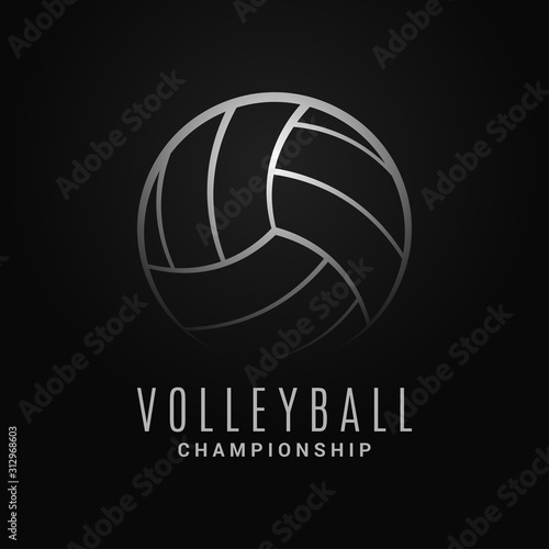 Volleyball ball logo. Volleyball champion on black