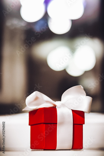 christmas presents on red background