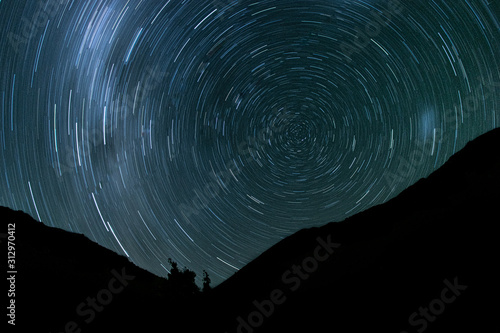  starry night with the rotation of the earth