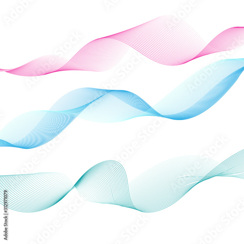 Graphic linear waves on a white background