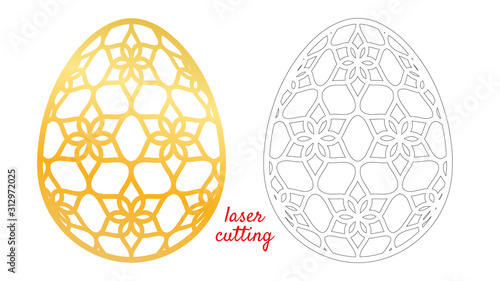 Laser cut for print design. Seasonal nature background. Cute vector illustration. Happy easter vector egg. Easter holiday symbol. Ornament decoration. Holiday decoration. Laser cut template